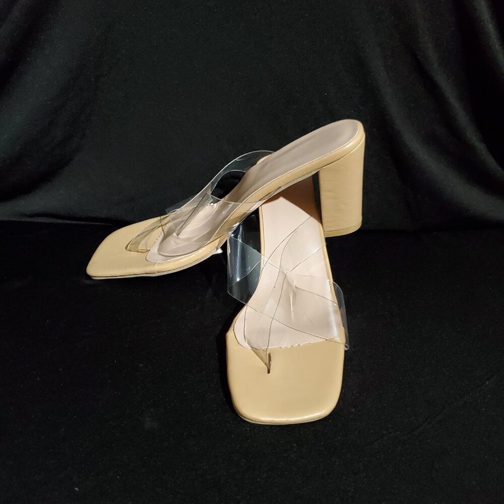Open Square Toe Nude Heels
